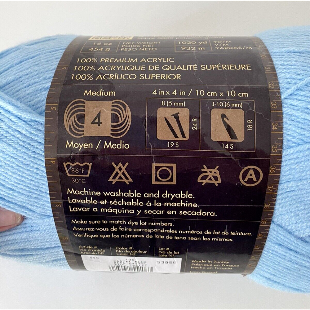 Lion Brand Yarn Pound of Love Worsted Pastel Blue 106 Skein 1020 yds 16oz - Picture 4 of 4